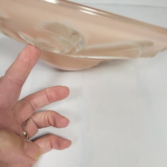 Vintage Ceiling Light Fixture, Pink Round Light Globe, 3 Chain Art Deco - Picture 7 of 10